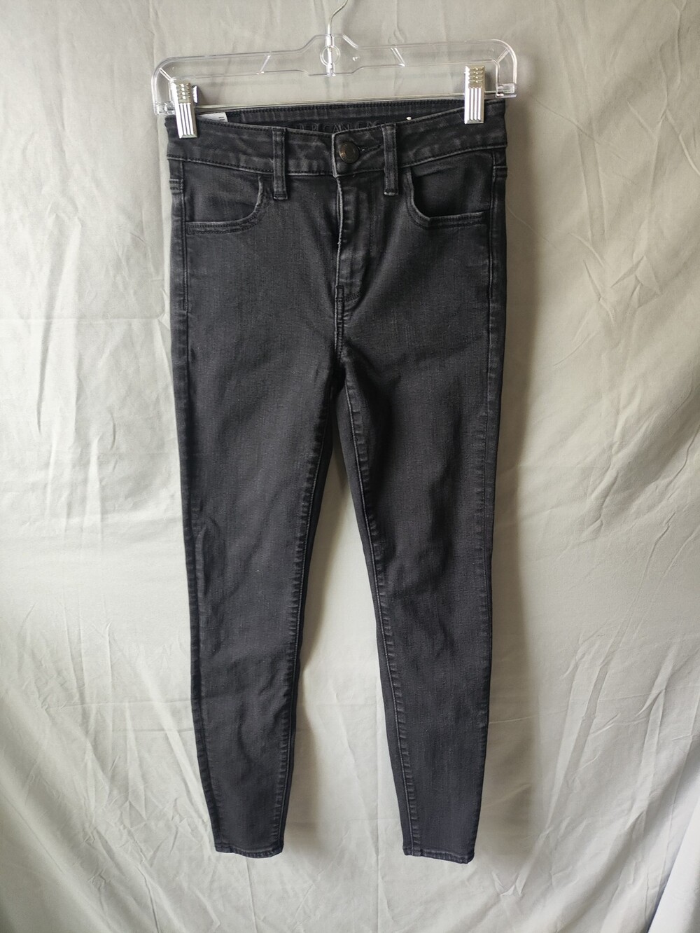 American Eagle Jeans Womens 2 Black High Rise Skinny Stretch Denim Jegging Pants